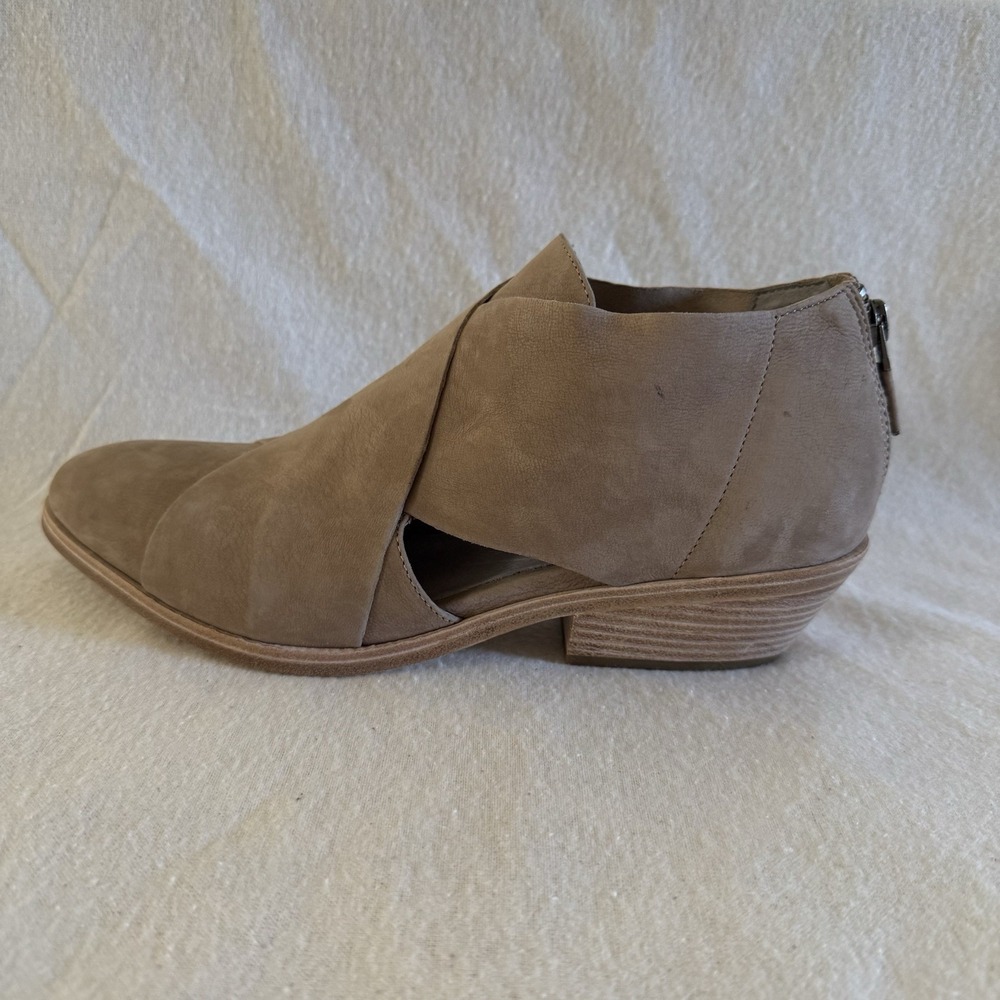 Eileen Fisher Women's Taupe Suede Crisscross Minimalist Ankle Booties 8.5 - Picture 7 of 12